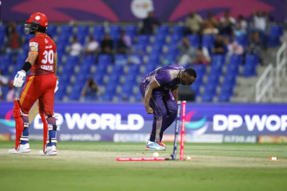 Andre Russell denied Shayan Jahangir a century with a yorker, Abu Dhabi Knight Riders vs Dubai Capitals, ILT20 2025-26, December 13, 2025