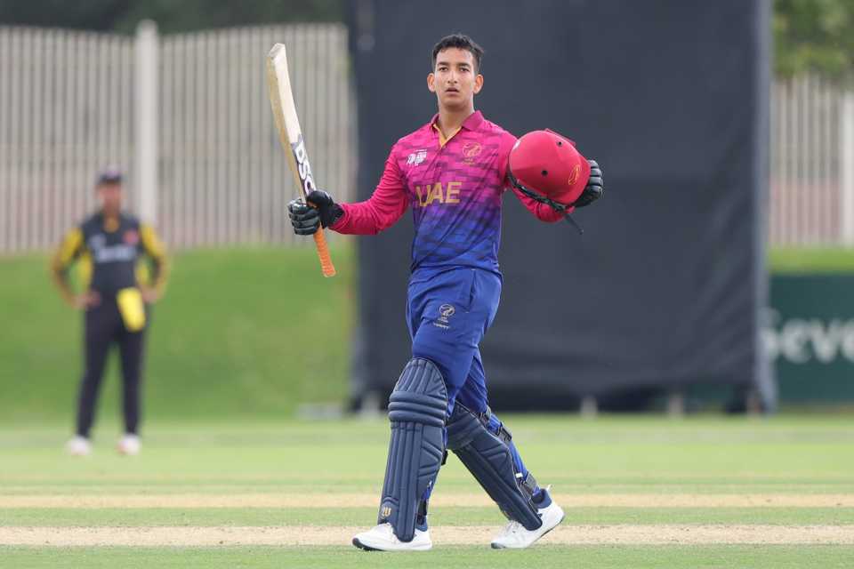 Ayaan Misbah hit 163 out of UAE's total of 298, UAE vs Malaysia, Under-19 Asia Cup, Dubai, December 14, 2025