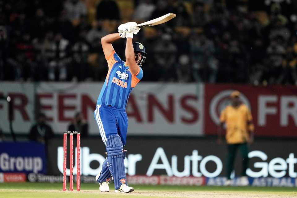 Shivam Dube played a classy stroke towards the end of the chase, India vs South Africa, 3rd men's T20I, Dharamsala, December 14, 2025