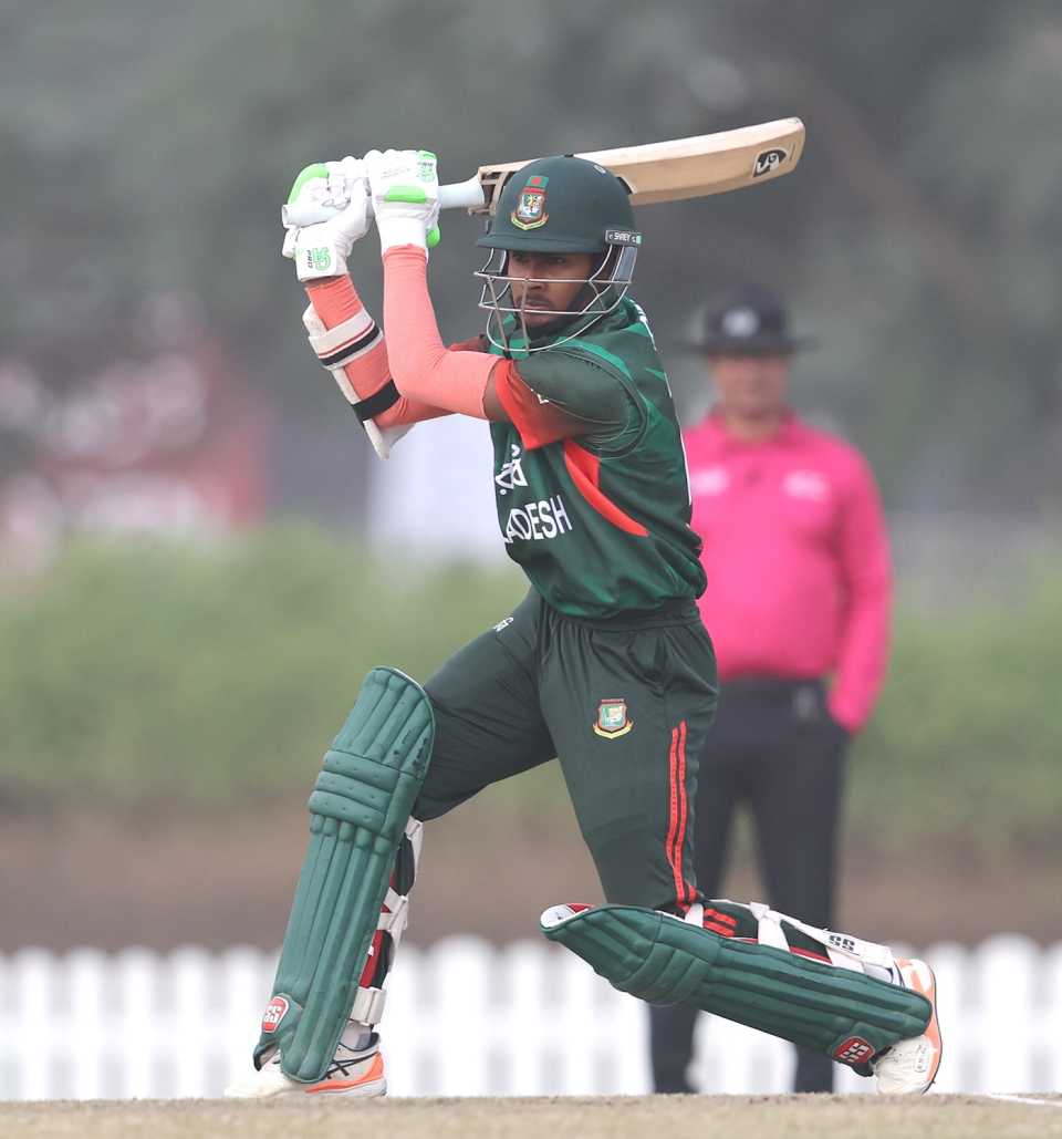 Rifat Beg drives down the ground, Bangladesh vs Sri Lanka, Under-19 Asia Cup, Dubai, December 17, 2025