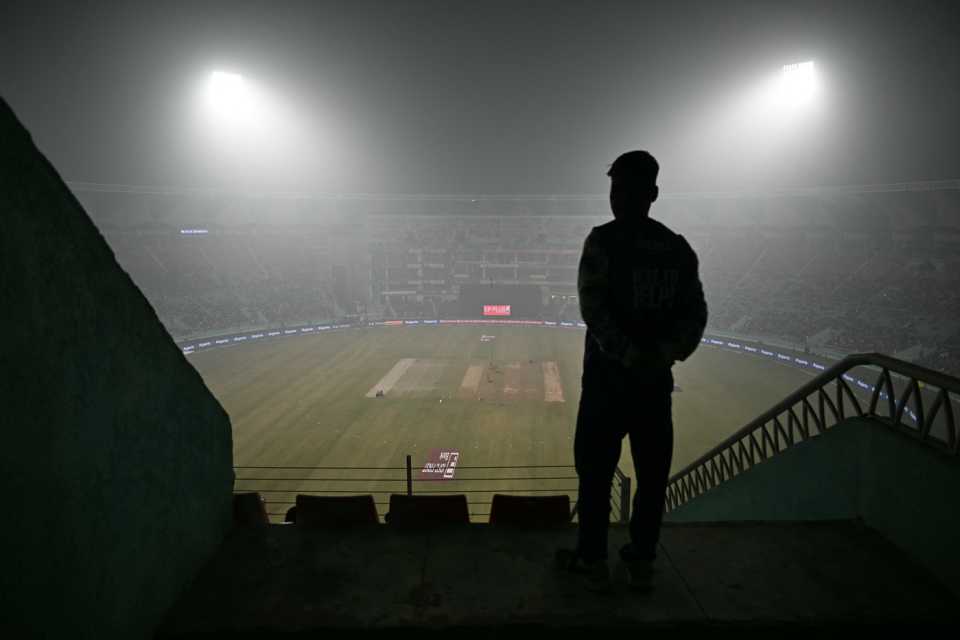 A view of the Lucknow stadium with fog affecting the start, India vs South Africa, 4th T20I, Lucknow, December 17, 2025