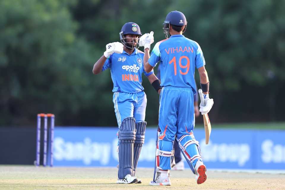 Aaron George and Vihaan Malhotra added 114* for the third wicket, India vs Sri Lanka, Under-19 Asia Cup, Dubai, December 19, 2025