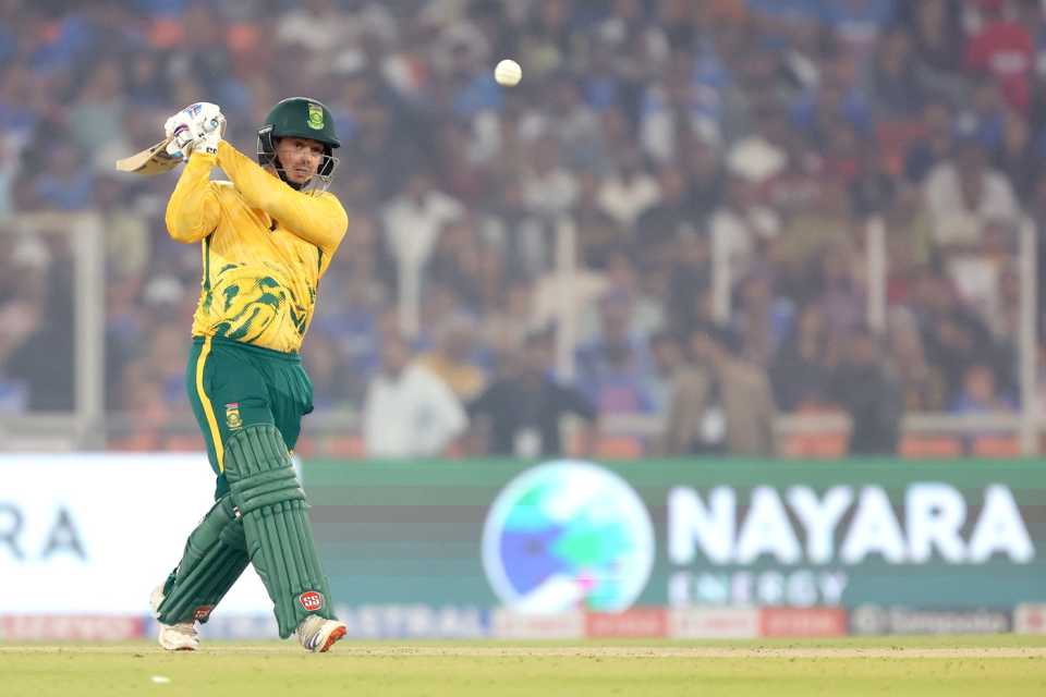 Quinton de Kock gave South Africa a blazing start in the powerplay, India vs South Africa, 5th T20I, Ahmedabad, December 19, 2025