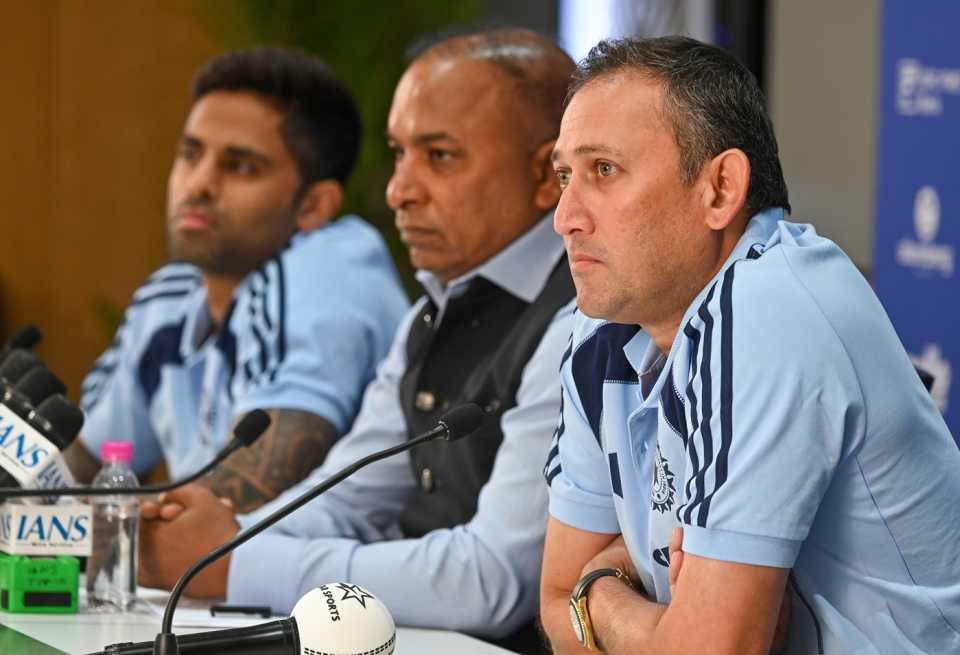 Suryakumar Yadav, Devajit Saikia and Ajit Agarkar take questions from the media, Mumbai, December 20, 2025