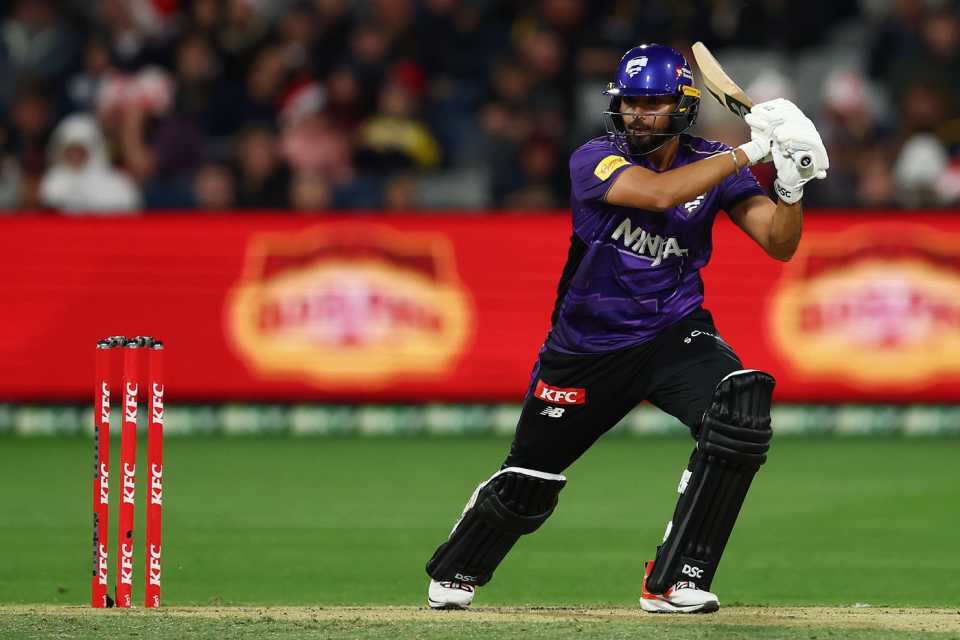 Nikhil Chaudhary led the chase with 79 off 38 balls, Melbourne Renegades vs Hobart Hurricanes, BBL, Geelong, December 21, 2025