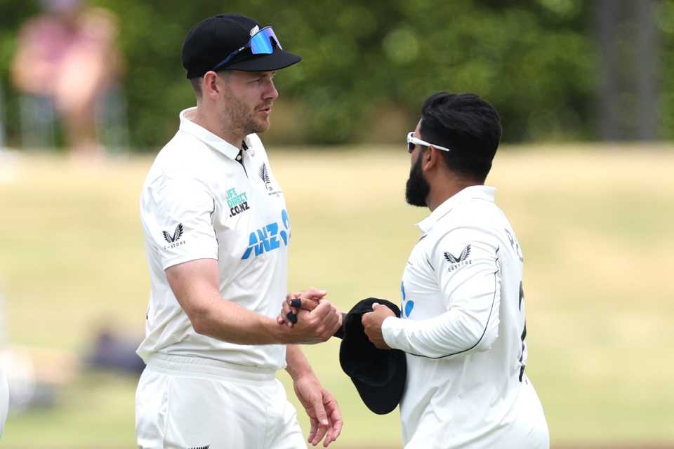 Jacob Duffy and Ajaz Patel effected a five-wicket collapse before lunch on the final day, New Zealand vs West Indies, 3rd Test, Mount Maunganui, 5th day, December 22, 2025