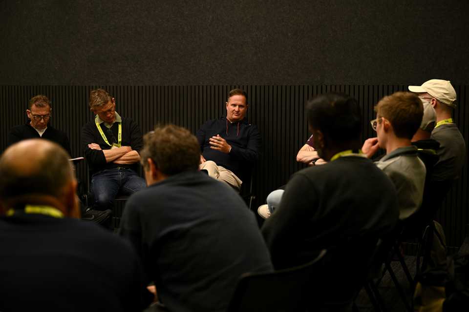 Rob Key speaks to the English press pack at the MCG, December 23, 2025