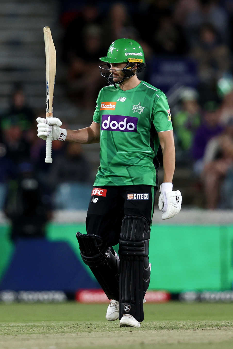 Joe Clarke celebrates his fifty, Melbourne Stars vs Sydney Thunder, BBL 2025-26, Canberra, December 28, 2025