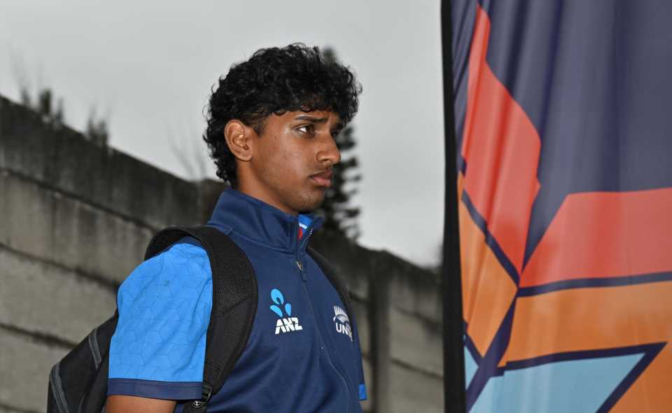 Snehith Reddy looks on, New Zealand vs Afghanistan, Under-19 World Cup 2024, East London, January 23, 2024