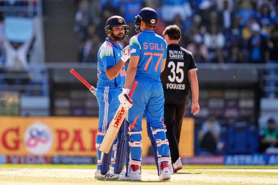 Rohit Sharma and Shubman Gill stepped up after a sedate start, India vs New Zealand, 2nd ODI, Rajkot, December 14, 2025