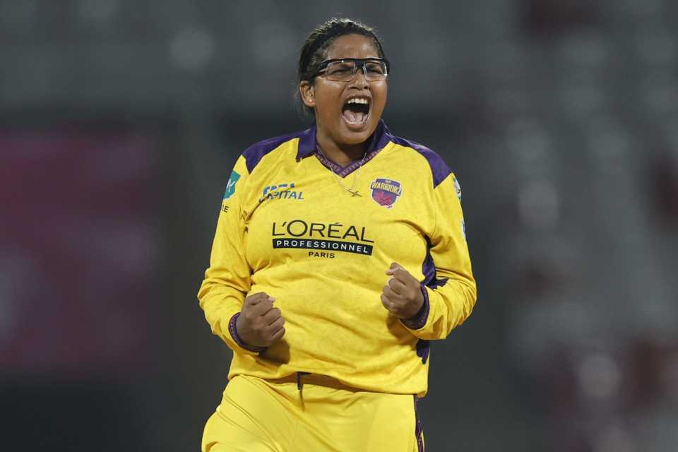 Asha Sobhana dismissed Shafali Verma, UP Warriorz vs Delhi Capitals, WPL, Navi Mumbai, January 14, 2026