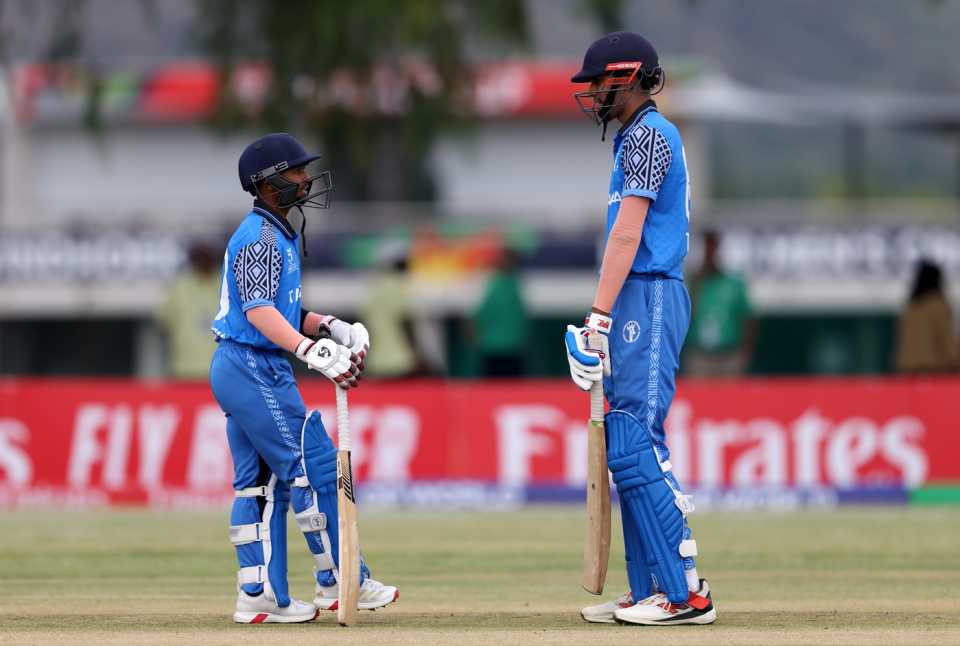 Tanzania openers Dylan Thakrar and Darpan Jobanputra hit the first half-century stand of the tournament, Zimbabwe U-19 vs Tanzania U-19, 2026 Men's U19 World Cup, Windhoek, January 15, 2026