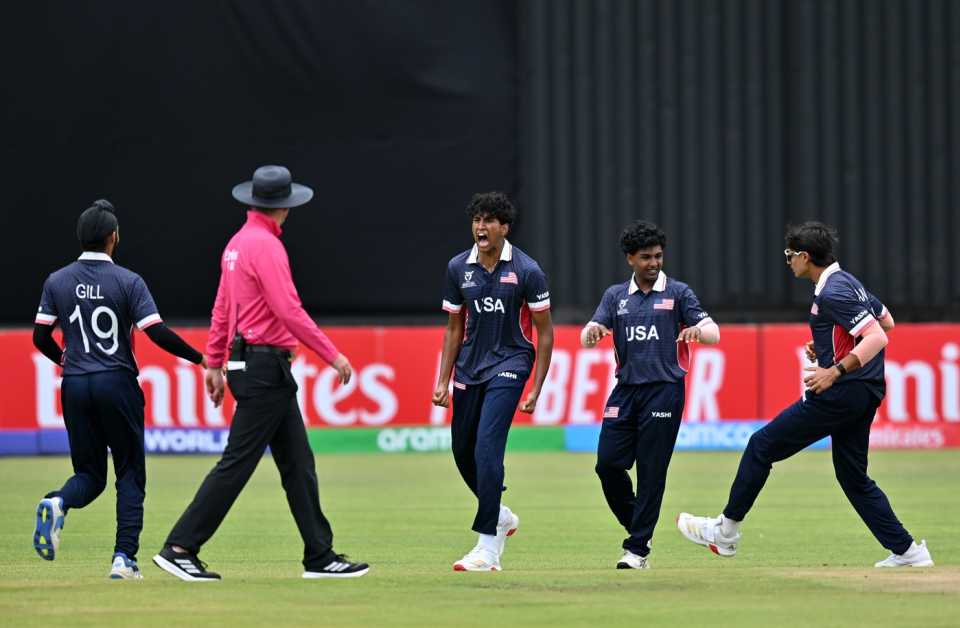 Ritvik Appidi took two wickets in his first spell, India vs USA, ICC Men's Under-19 World Cup, Bulawayo, January 15, 2026