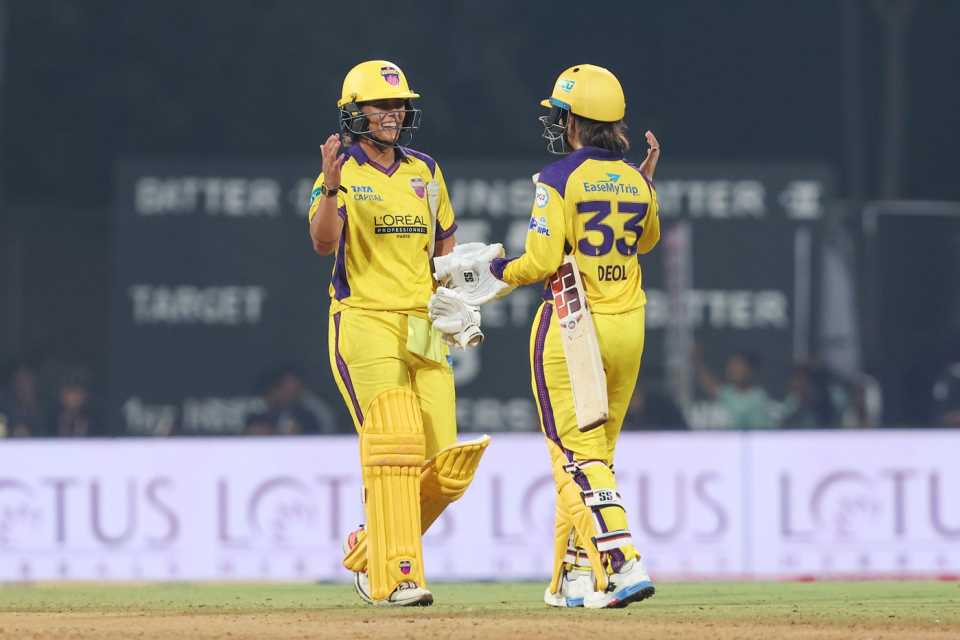 Harleen Deol and Chloe Tryon added an unbroken 44 runs off 20 balls to seal the deal for UPW, Mumbai Indians vs UP Warriorz, WPL 2026, DY Patil, January 15, 2026