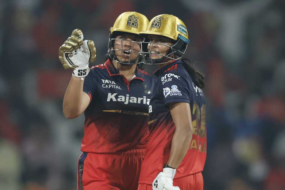 Richa Ghosh and Radha Yadav added 105 off 66 balls for the fifth wicket, Gujarat Giants vs Royal Challengers Bengaluru, WPL, Navi Mumbai, January 16, 2026