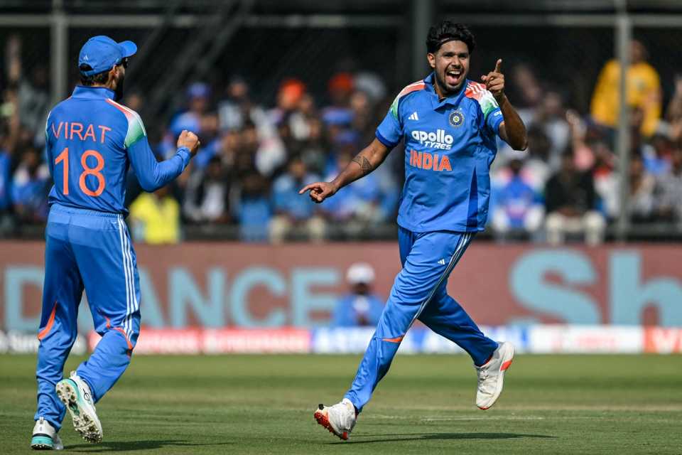 Harshit Rana celebrates after getting rid of Will Young, India vs New Zealand, 3rd ODI, Indore, January 18, 2026