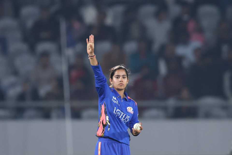 Debutant Vaishnavi Sharma returned with figures of 1 for 20, Mumbai Indians vs Delhi Capitals, WPL 2026, Vadodara, January 20, 2026