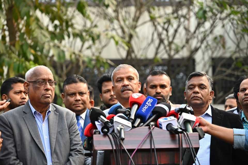 Bangladesh sports adviser Asif Nazrul addresses the media, Dhaka, January 22, 2026