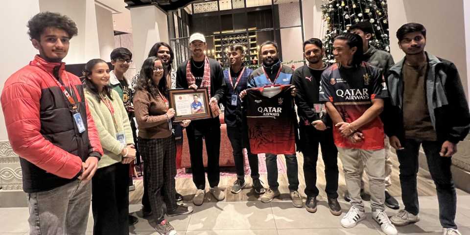 Fans present Faf du Plessis with a memento, Kathmandu, December 9, 2025