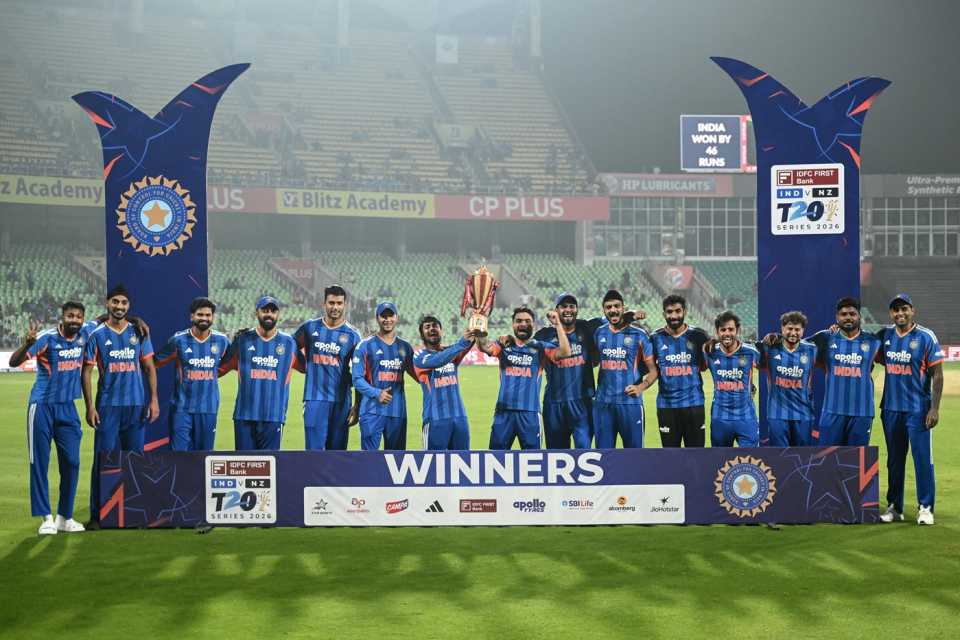 India pose after beating New Zealand 4-1, India vs New Zealand, 5th T20I, Thiruvananthapuram, January 31, 2026