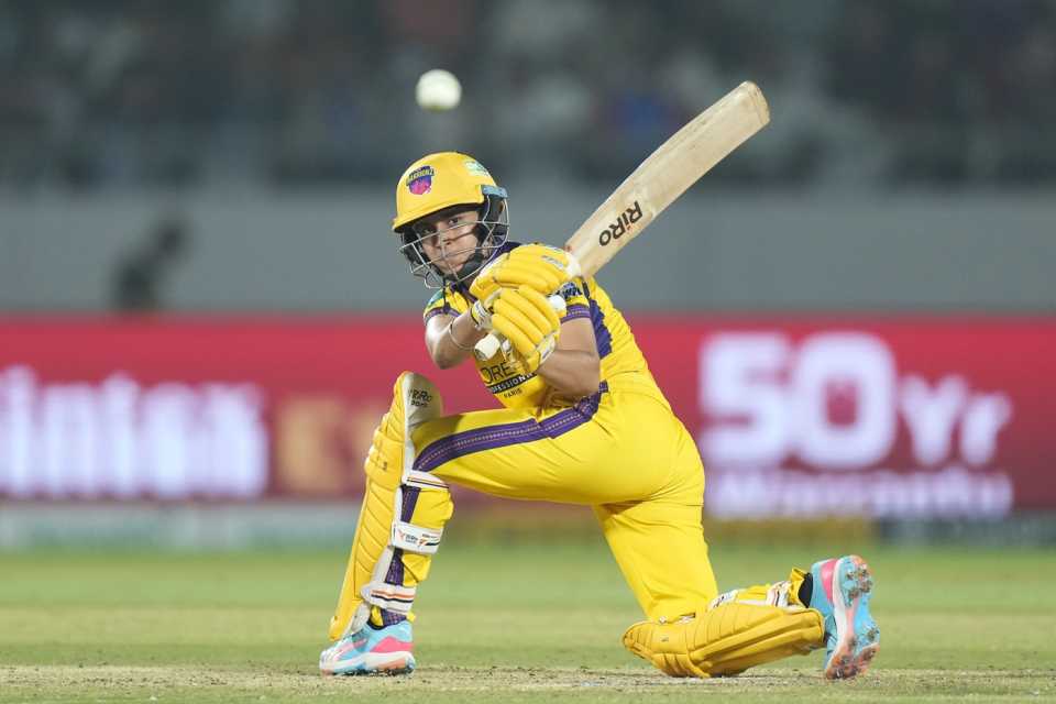 Shipra Giri got her first WPL boundary with a sweep, UP Warriorz vs Delhi Capitals, WPL, Vadodara, February 1, 2026