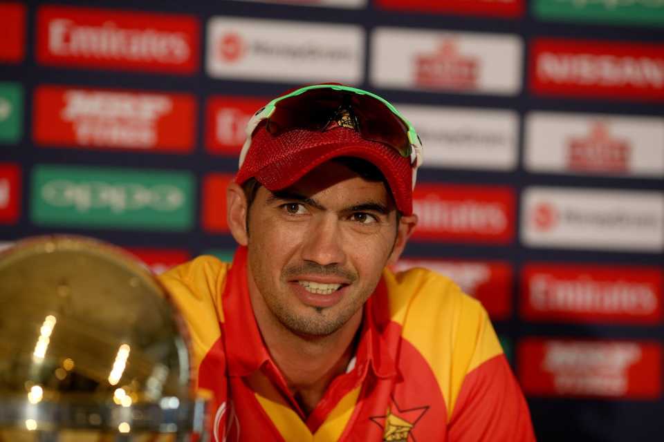 Zimbabwe captain Graeme Cremer speaks to the press after the abandonment of the game, Zimbabwe vs Ireland, ICC World Cup Qualifier warm-up, February 27, 2018, Bulawayo