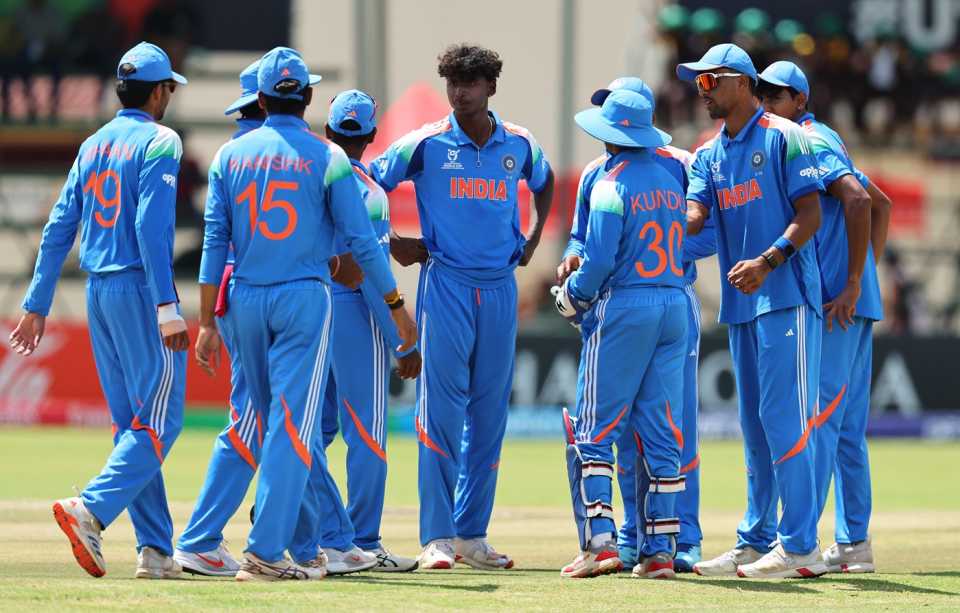 Deepesh Devendran celebrates a wicket, Afghanistan vs India, Under-19 World Cup, semi-final, Harare, February 4, 2026
