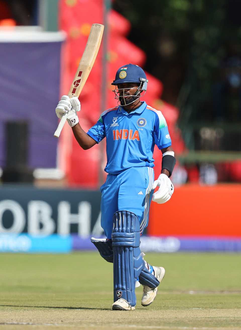 Aaron George celebrates his fifty, Afghanistan vs India, Under-19 World Cup, semi-final, Harare, February 4, 2026