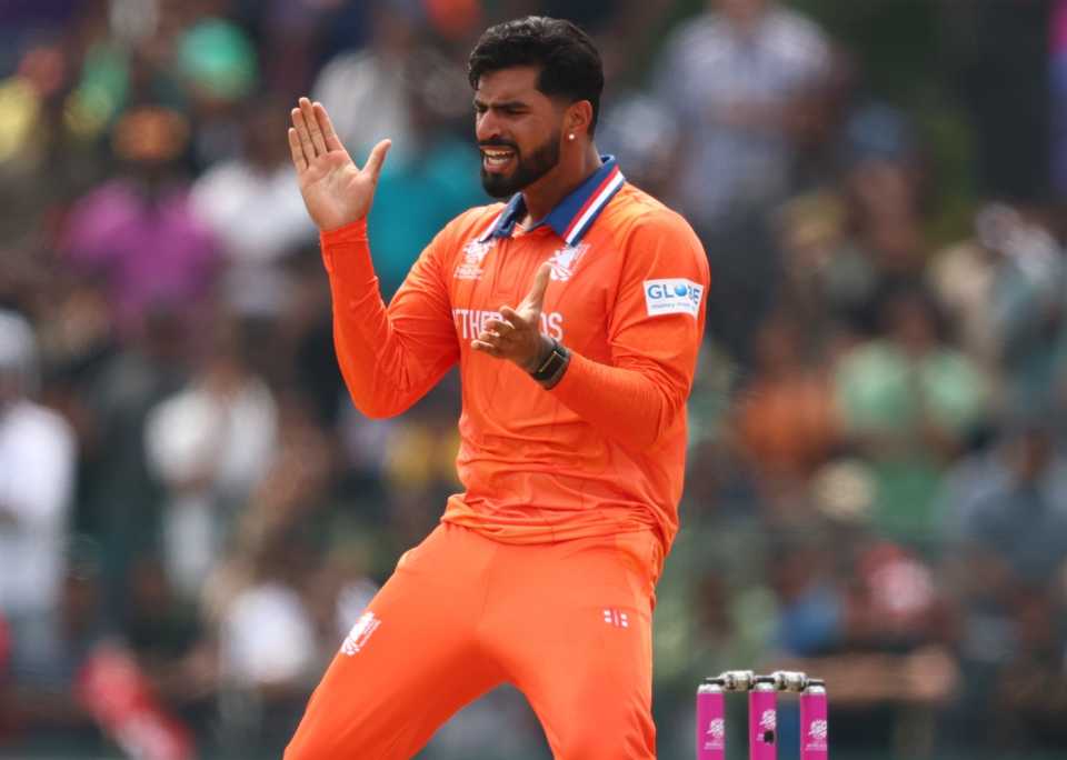 Aryan Dutt sent back Saim Ayub, Netherlands vs Pakistan, T20 World Cup, Colombo, February 7, 2026