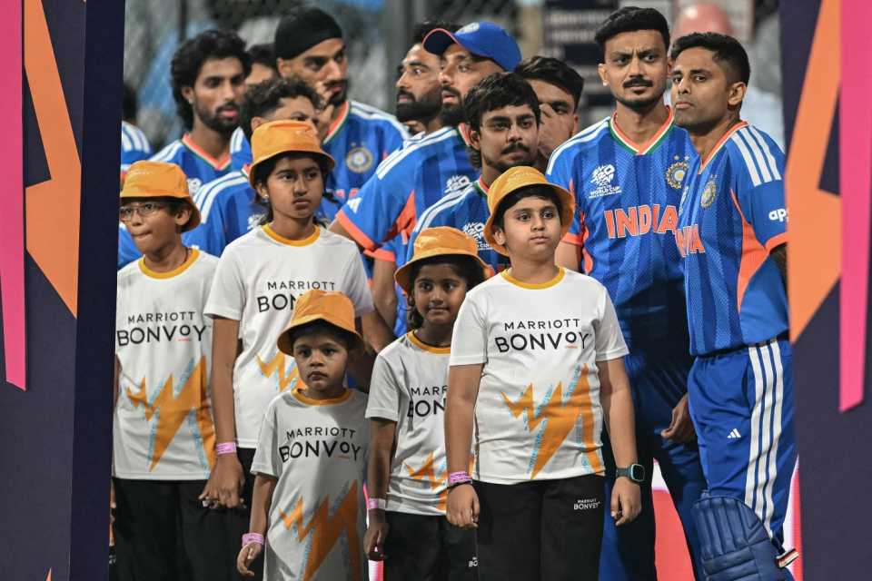 India's players prepare to enter the field, India vs USA, T20 World Cup 2026, Group A, Mumbai, February 7, 2026