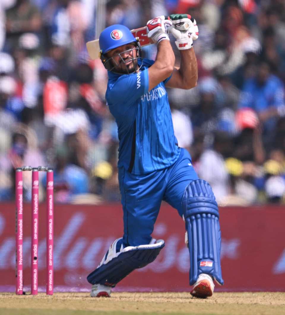 Gulbadin Naib gives the ball a good whack, Afghanistan vs New Zealand, T20 World Cup, Chennai, February 8, 2026
