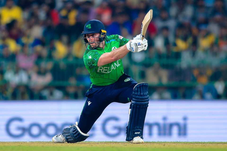 Ross Adair drives on the off side, Sri Lanka vs Ireland, Men's T20 World Cup, Colombo, February 8, 2026