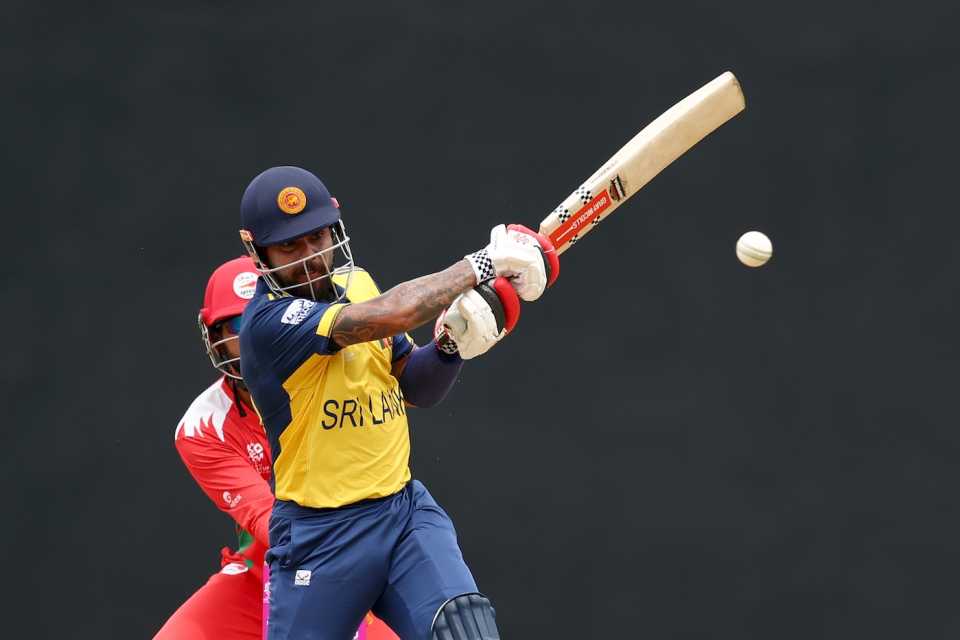 Kusal Mendis swings the ball away to the leg side, Sri Lanka vs Oman, T20 World Cup, Pallekele, February 12, 2026