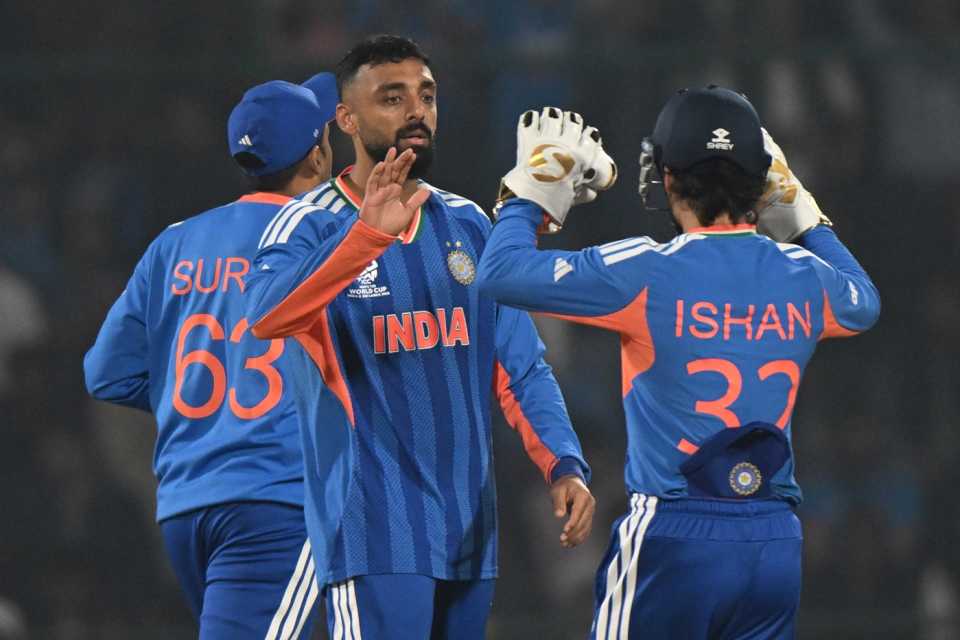 Varun Chakravarthy picked up three wickets in his first 10 balls, India vs Namibia, Men's T20 World Cup, New Delhi, February 12, 2026
