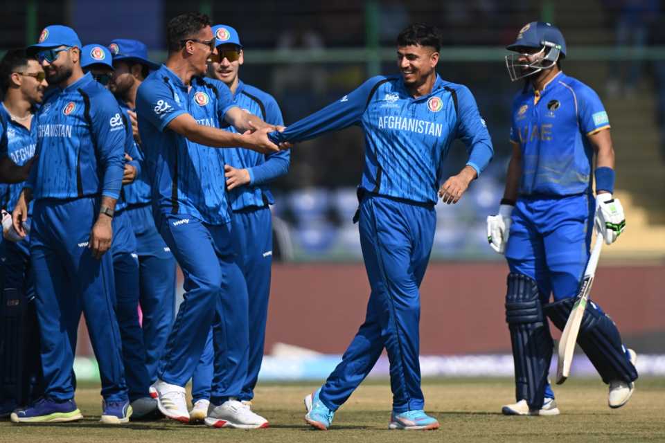 Mujeeb Ur Rahman got the big wicket of Muhammad Waseem, Afghanistan vs UAE, Men's T20 World Cup, New Delhi, February 16, 2026