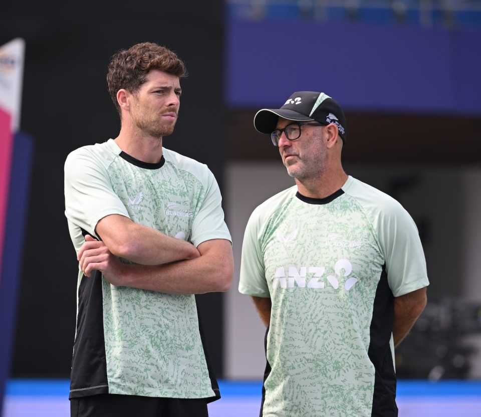 Mitchell Santner, here with Rob Walter, is down with a stomach bug, Canada vs New Zealand, T20 World Cup, Chennai, February 17, 2026