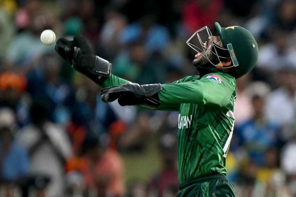 Usman Khan celebrates a catch, Namibia vs Pakistan, T20 World Cup, Colombo, February 18, 2026