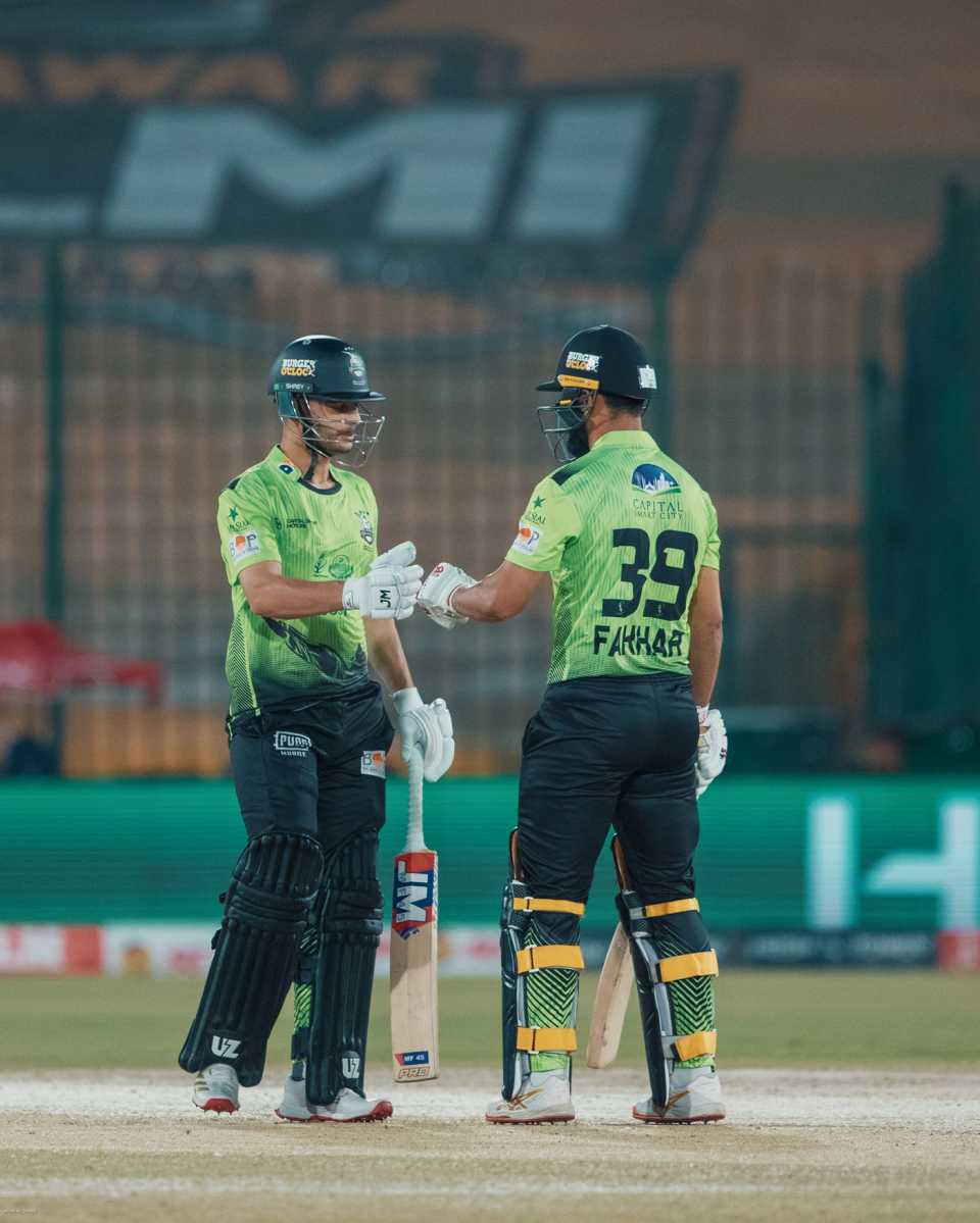 Mohammad Farooq and Fakhar Zaman added 121 for the first wicket, Lahore Qalandars vs Rawalpindiz, PSL 2026, Karachi, April 18, 2026