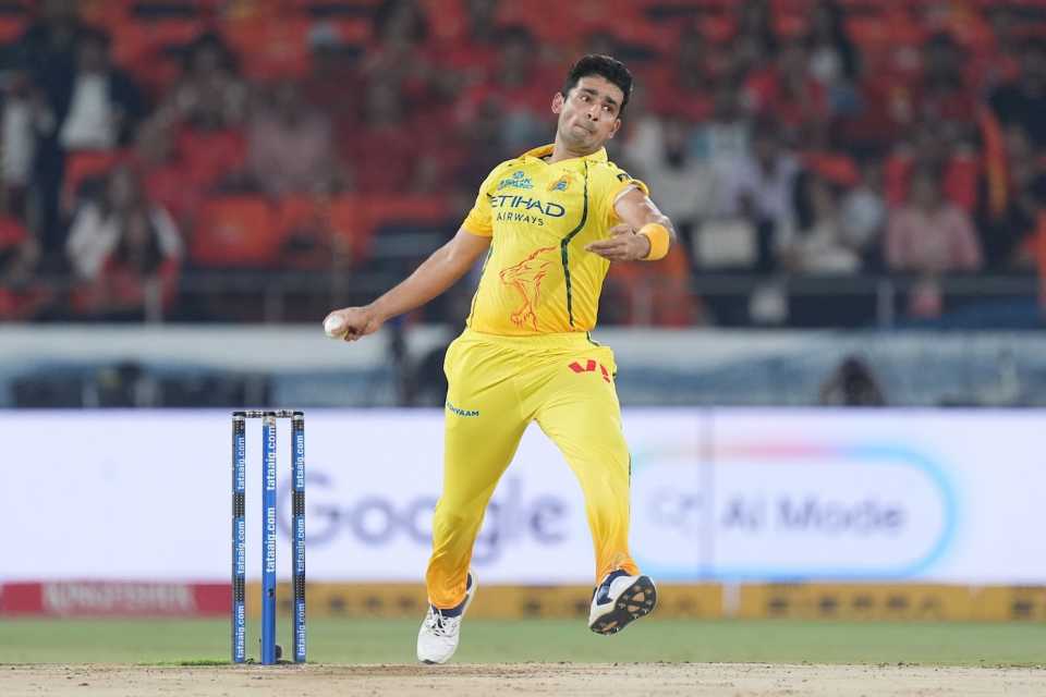 Anshul Kamboj picked up three wickets to become the highest wicket-taker so far, Sunrisers Hyderabad vs Chennai Super Kings, IPL 2026, Hyderabad, April 18, 2026