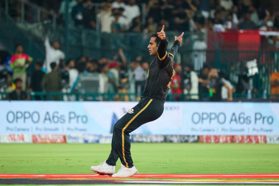 Mohammad Ali struck twice in the powerplay, Hyderabad Kingsmen vs Peshawar Zalmi, PSL 2026 Final, Lahore, May 03, 2026