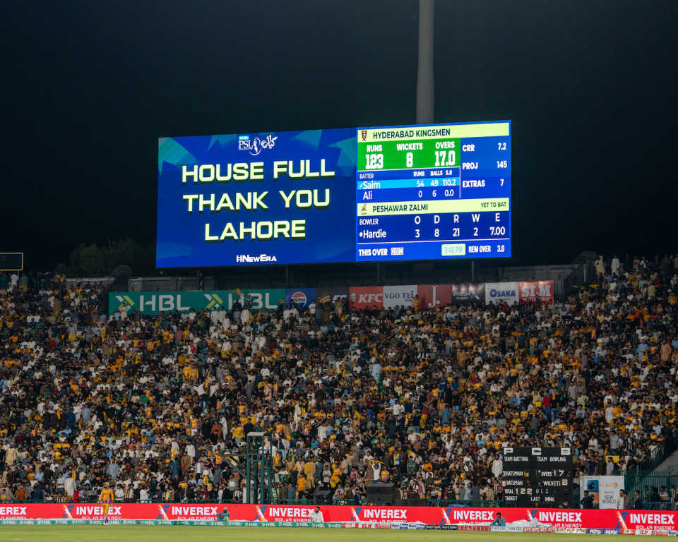 Lahore's Gaddafi Stadium was sold out for the final, Hyderabad Kingsmen vs Peshawar Zalmi, PSL 2026 Final, Lahore, May 03, 2026