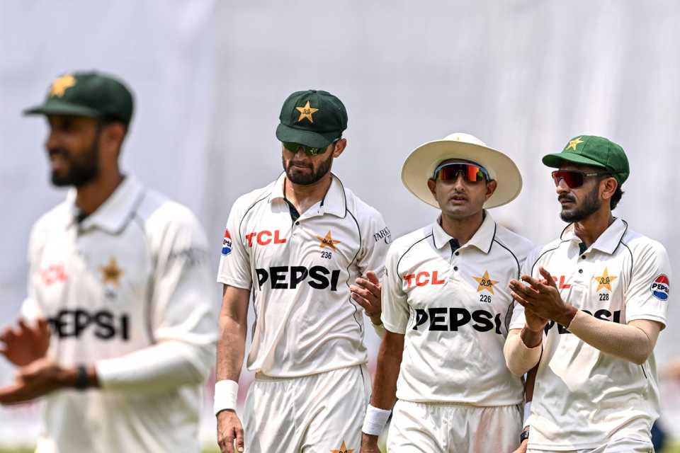 Pakistan's fast-bowling trio of Shaheen Afridi, Mohammad Abbas and Hasan Ali, Bangladesh vs Pakistan, 1st Test, Mirpur, 2nd day, May 9, 2026