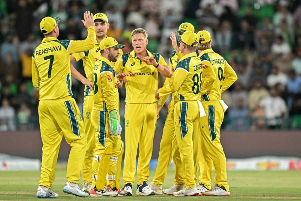 Nathan Ellis celebrates after getting rid of Sahibzada Farhan, Pakistan vs Australia, 3rd ODI, Lahore, June 4, 2026