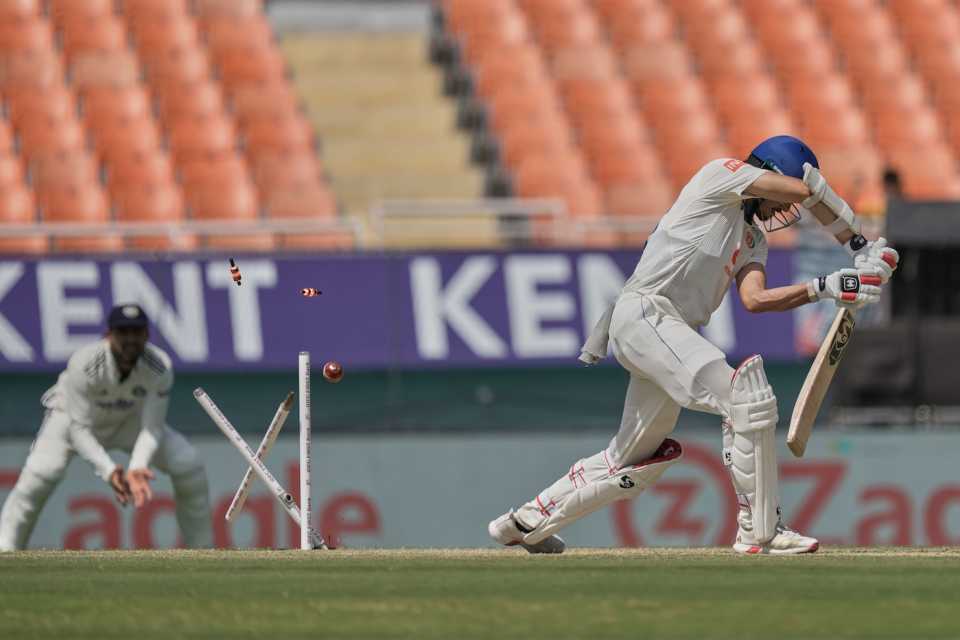 Sediqullah Atal loses his stumps to Prasidh Krishna, India vs Afghanistan, Only Test, 2nd day, New Chandigarh, June 7, 2026
