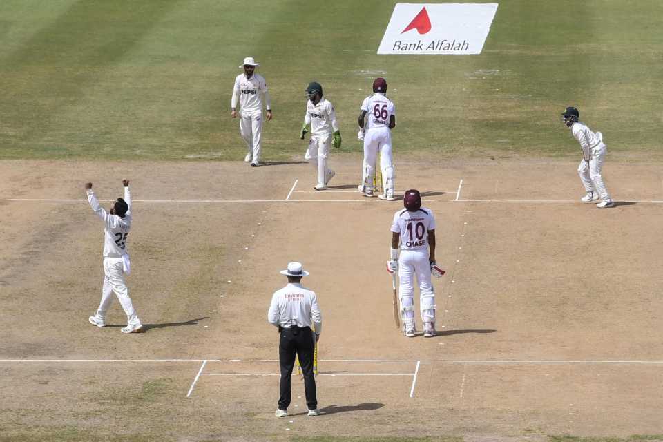 Ali Usman removed Justin Greaves with the second new ball, West Indies vs Pakistan, 2nd Test, Port of Spain, 2nd Day, August 3, 2026
