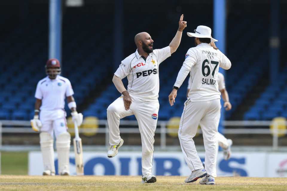 Sajid Khan struck in his first over in the second innings, West Indies vs Pakistan, 2nd Test, Port of Spain, 3rd Day, August 4, 2026