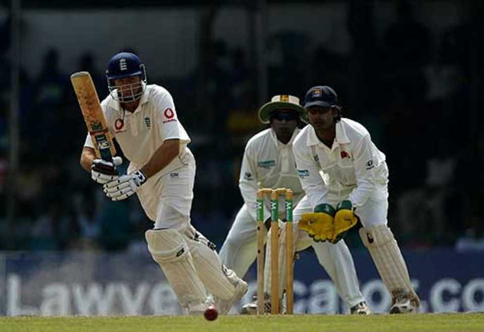 Michael Vaughan during his hundred on the fifth day at Kandy