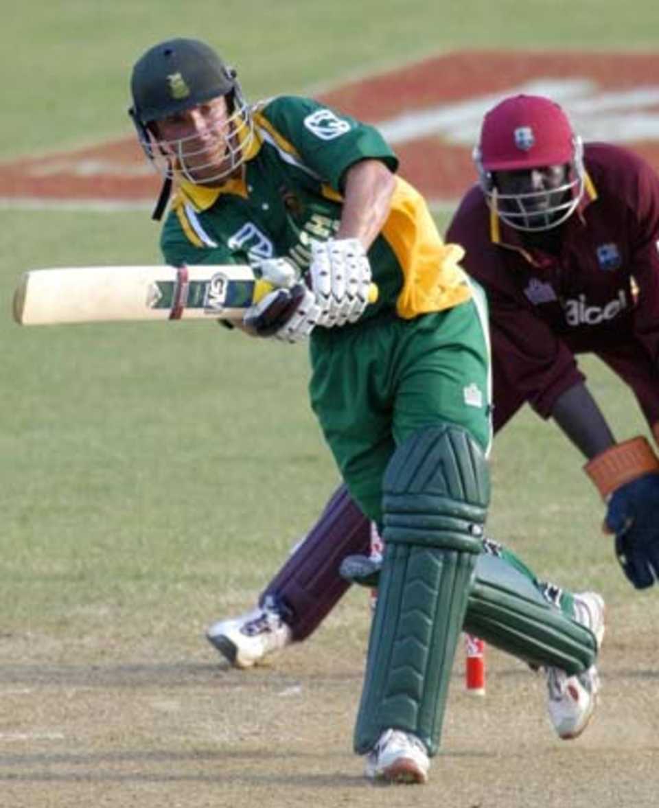 Boeta Dippenaar drives during on his way to 60, West Indies v South Africa, 2nd ODI, Jamaica, May 8, 2005