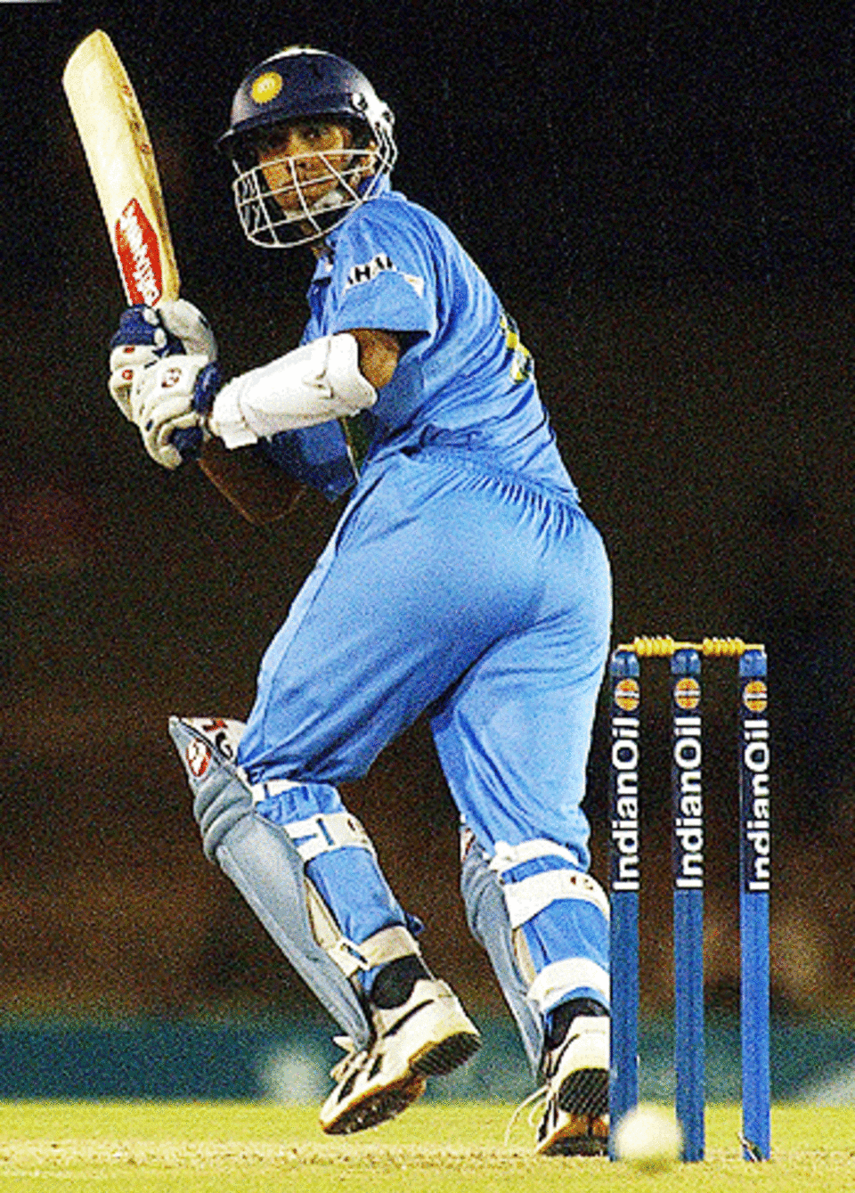 Rahul Dravid plays it fine against the West Indies at the Dambulla Cricket Stadium, July 31, 2005