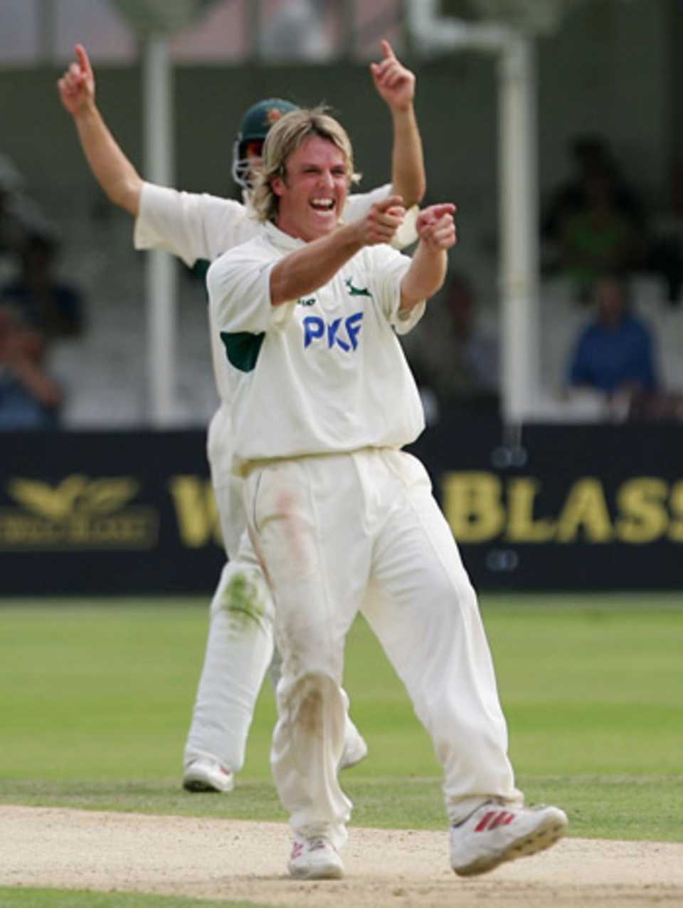 Graeme Swann is over the moon at taking another wicket, Nottinghamshire v Gloucestershire, Nottingham, September 6, 2005
